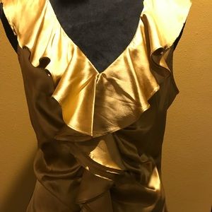 Honey gold sleeveless silk Blouse by Cache!